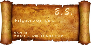 Bulyovszky Sára névjegykártya